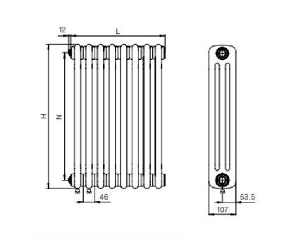 Стальной трубчатый радиатор RIFAR TUBOG TUB 3037-08-DV1