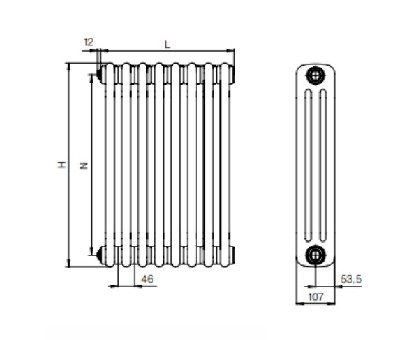 Стальной трубчатый радиатор RIFAR TUBOG TUB 3057-24-TI (Титан)