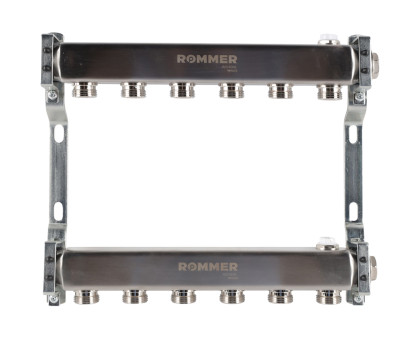 ROMMER RMS-4401-000006 ROMMER Коллектор из нержавеющей стали для радиаторной разводки 6 вых.