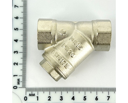 Фильтр косой ВВ 1/2" 600 мкм с отверстием для пломбировки, никелированный