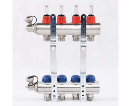 Колл.группа 1" х 4 вых 3/4" с расходомерами и термостатическими вентилями