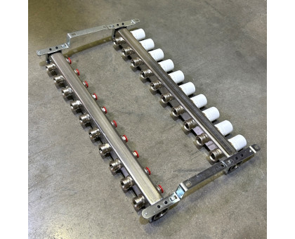 Коллекторная группа 1" Uni-Fitt 451B нерж. сталь с балансировочными и термостатическими вентилями без концевиков 10 выходов 3/4"