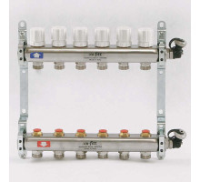 Коллекторная группа из нержавеющей стали с регулировочными и термостатическими вентилями UNI-FITT 1"x3/4"ЕК 6 выходов