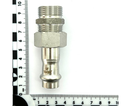 Муфта пресс-Н 15 x 3/4" с разъемным соединением и плоск. прокладкой нерж.сталь