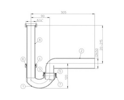 Сифон Hutterer & Lechner с шаровым шарниром, DN 40х6/4"