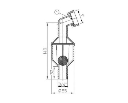 Сифон Hutterer & Lechner с поворотным шарниром, с дополнительным штуцером, DN 50